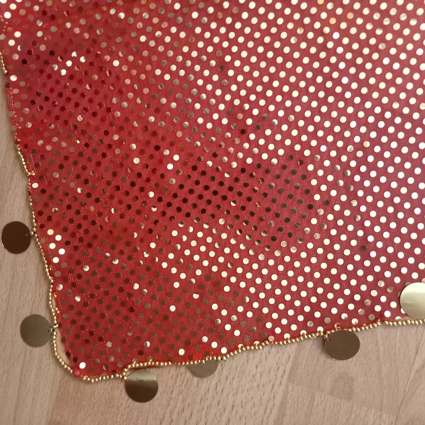 Parlak Kırmızı Pullu Kına Örtüsü ve Eldiveni - Görsel 3