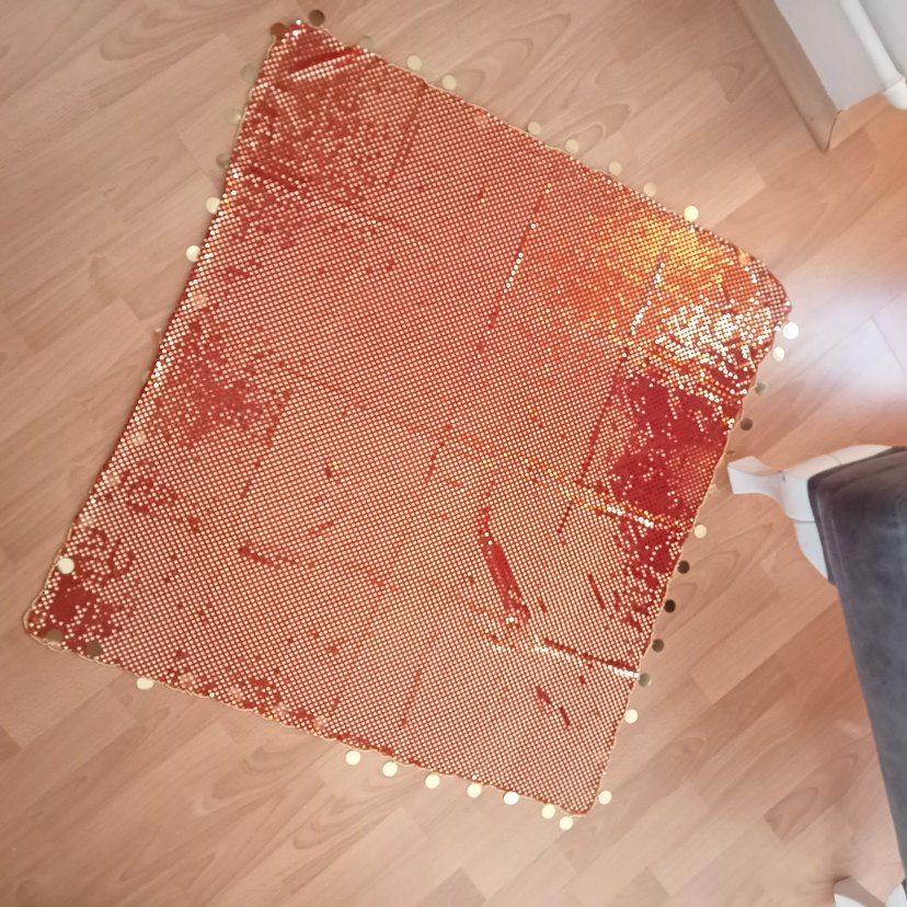 Parlak Kırmızı Pullu Kına Örtüsü ve Eldiveni - Görsel 2