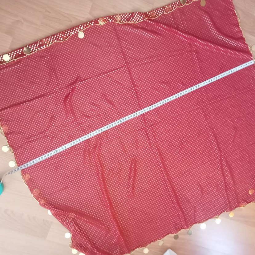 Parlak Kırmızı Pullu Kına Örtüsü ve Eldiveni - Görsel 4