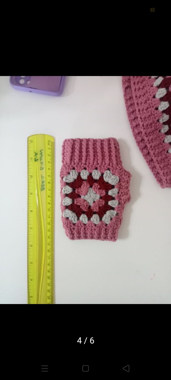 Pembe Örgü Bohem Eldiven - Görsel 3