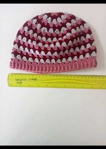 12+ Yaş, > 23 cm Beden pembe Renk El Örgüsü Çocuk Bere