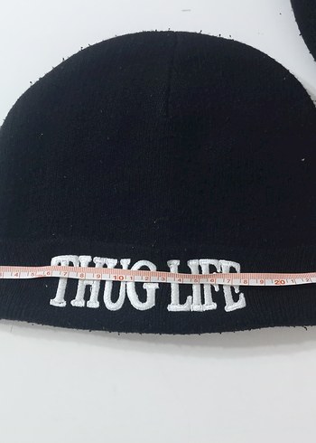 Nakışlı Siyah Erkek Bere - THUG LIFE - Görsel 2