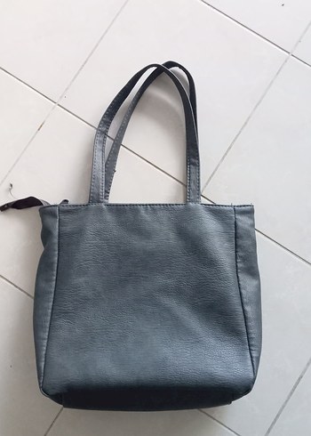 Gri Deri Kadın Omuz Çantası - Görsel 2