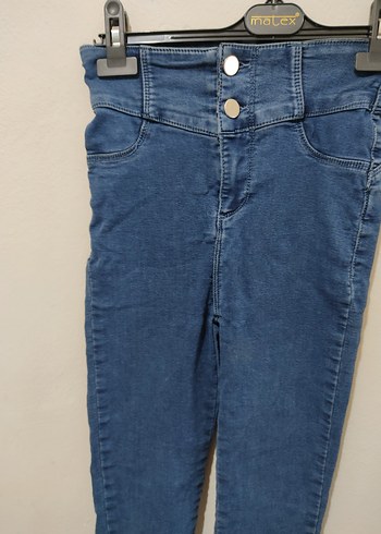 Lacivert Kadın Kot Pantolon - Kemerli, Dar Kesim - Görsel 2