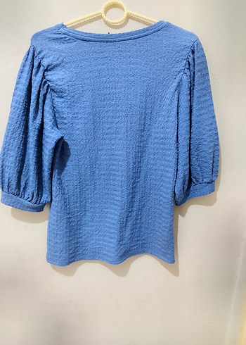 Mavi Örme Keten Kadın Bluz - Görsel 3