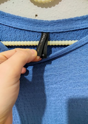 Mavi Örme Keten Kadın Bluz - Görsel 2