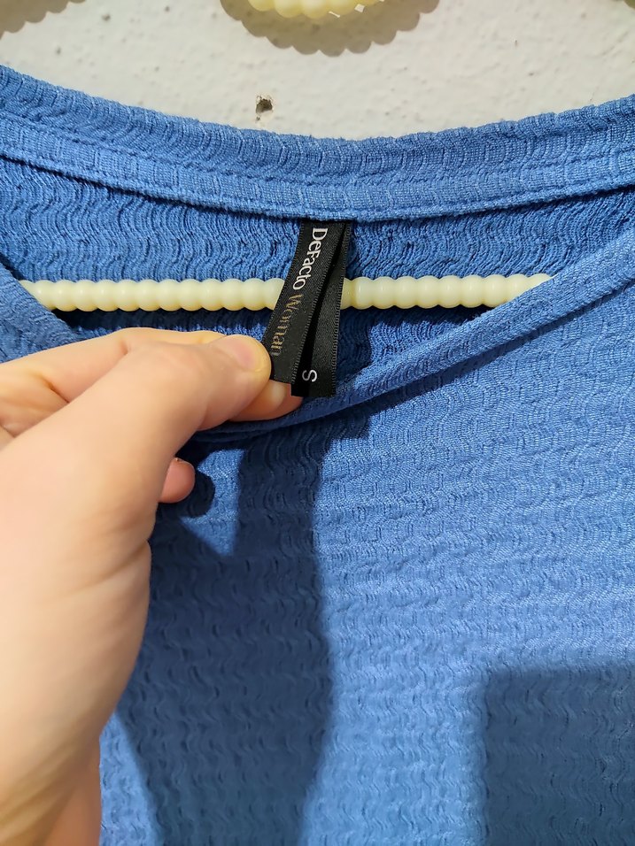 Mavi Örme Keten Kadın Bluz - Görsel 2