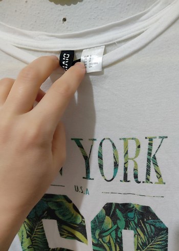 Beyaz Baskılı Pamuklu Kadın Tişört - Görsel 2