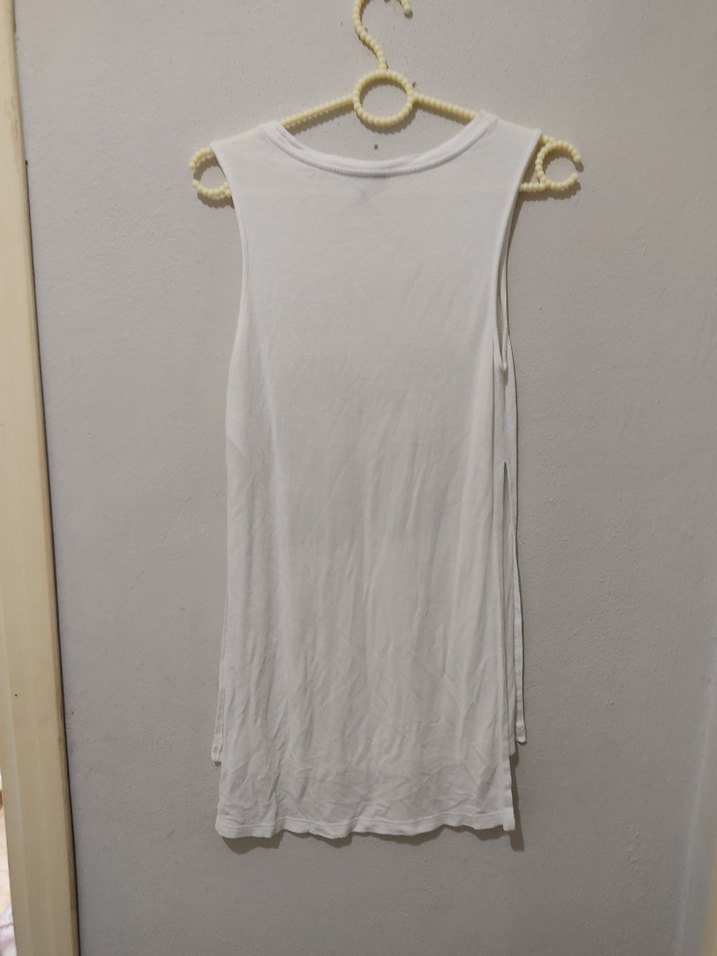 Beyaz Baskılı Pamuklu Kadın Tişört - Görsel 4