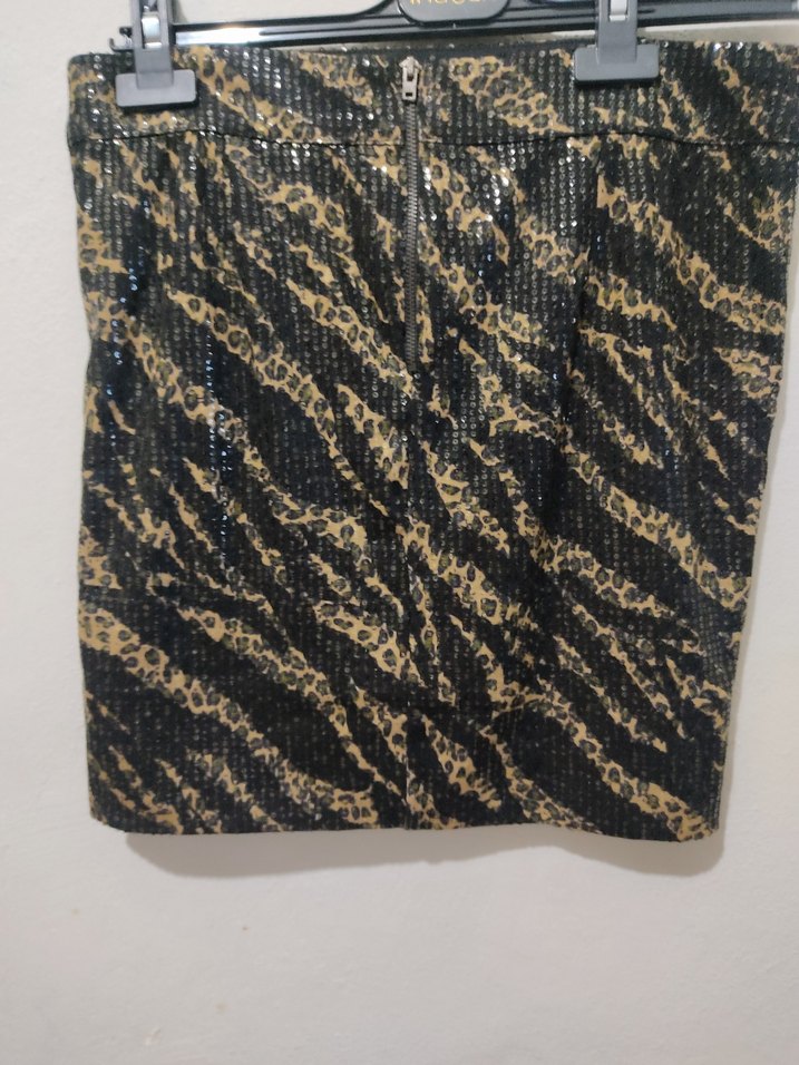 Drapeli Siyah Yılan Desenli Mini Etek - Görsel 3