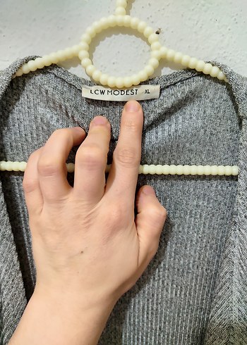 Gri Uzun Kadın Hırka - Görsel 4