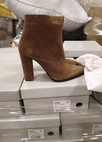 Fermuarlı Kadın Topuklu Süet Bot, Kahverengi - Görsel 2