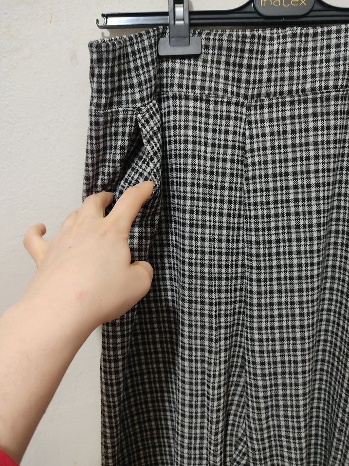 Gri Kadın Pilili Kumaş Pantolon - Görsel 2