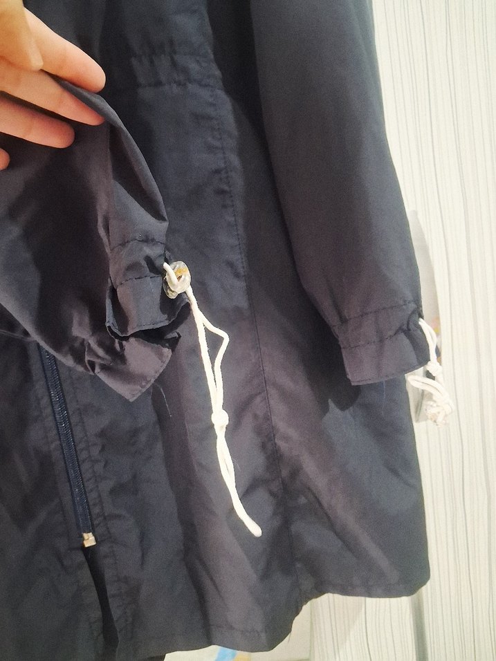 Uzun Kollu Fermuarlı Kadın Ceket - Lacivert - Görsel 2