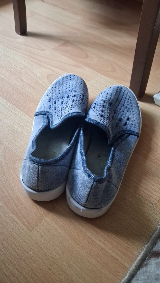 Gri Kot Kumaşlı Kadın Günlük Ayakkabı - Görsel 4