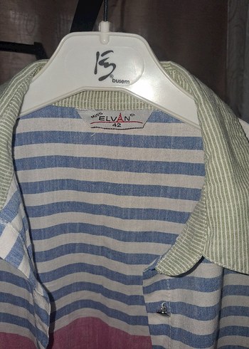 Uzun Kollu Çok Renkli Keten Kadın Gömlek - Görsel 2