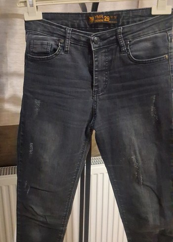 antrasit Kadın Denim Pantolon - Normal Boy, Kemerli - Görsel 2