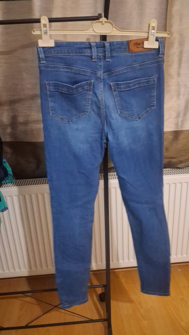 Kadın Lacivert Kemerli Regular Fit Jean - Görsel 4