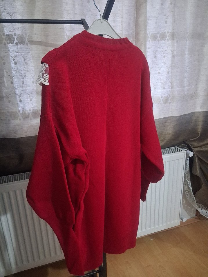 koyu kırmızı Kadın Triko Kazak - Görsel 2