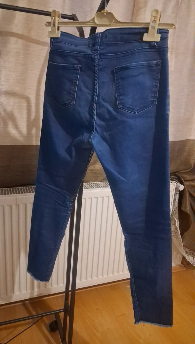 Mavi İşlemeli  Kadın Denim Pantolon - Görsel 3