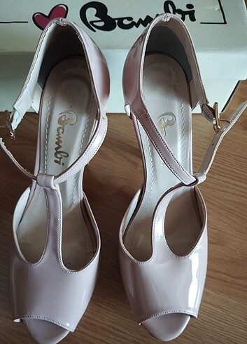 Bambi marka pudra pembesi rugan topuklu ayakkabı - Görsel 7