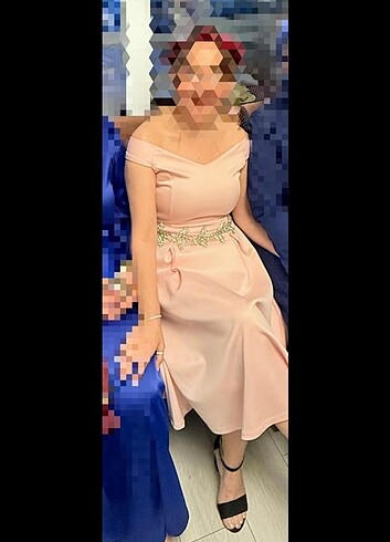 Pudra/Somon arası çok hoş bir davet elbisesi - Görsel 7