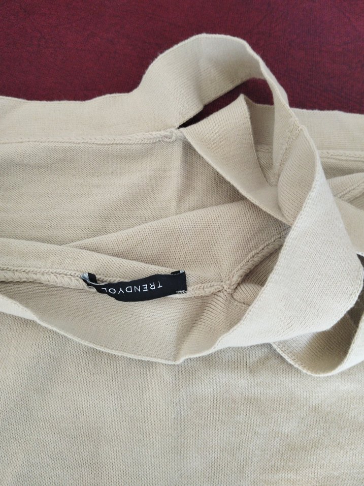 Kadın Bej Bisiklet Yaka Uzun Kollu Triko - Görsel 2