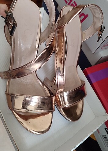 Rose gold kalın topuklu - Görsel 5