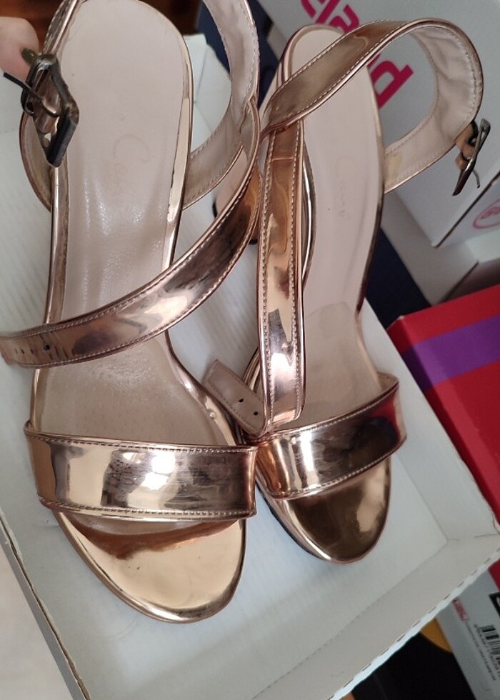 Rose gold kalın topuklu - Görsel 5