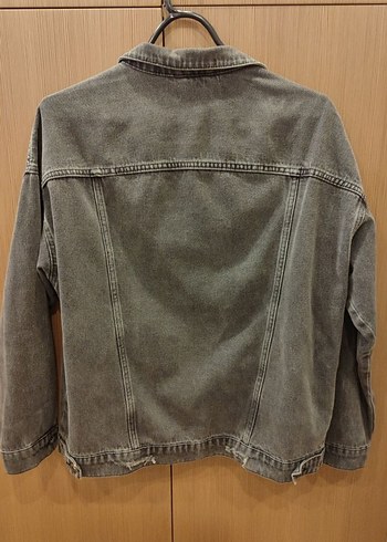 Gri oversize Kadın Denim Ceket - Görsel 4