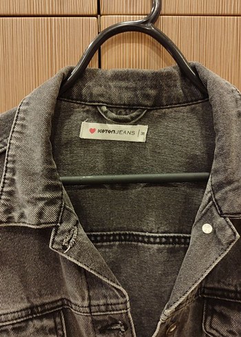 Gri oversize Kadın Denim Ceket - Görsel 2