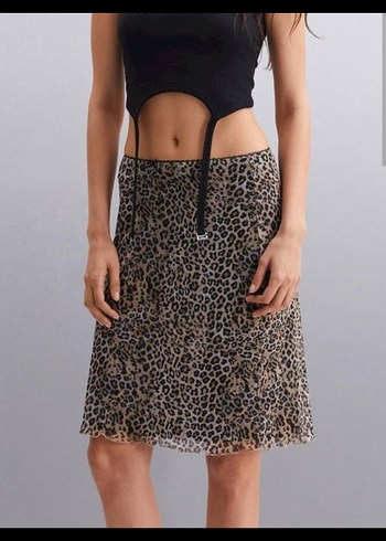 Grimelange Leopar Desenli Midi Etek - Görsel 6