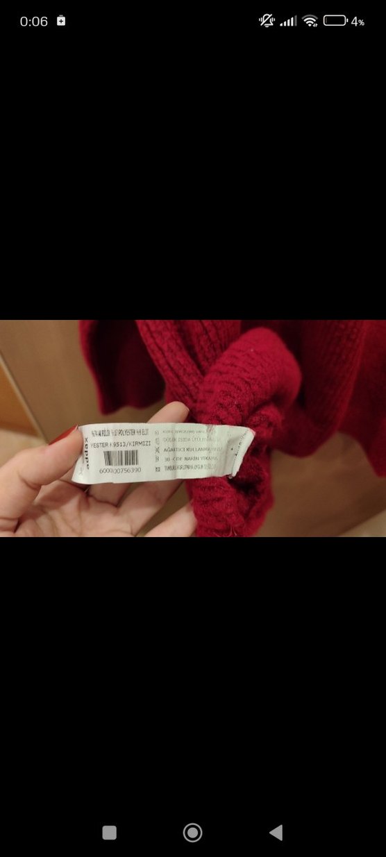 Kırmızı V Yaka Kadın Kazak - Görsel 4