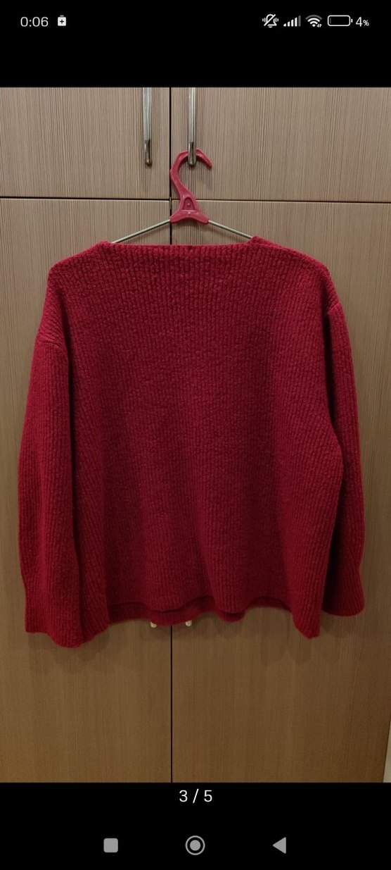 Kırmızı V Yaka Kadın Kazak - Görsel 3