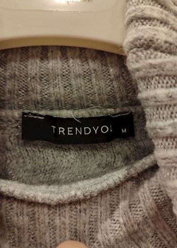 Gri Örgü Boğazlı Kadın Kazak - Görsel 2