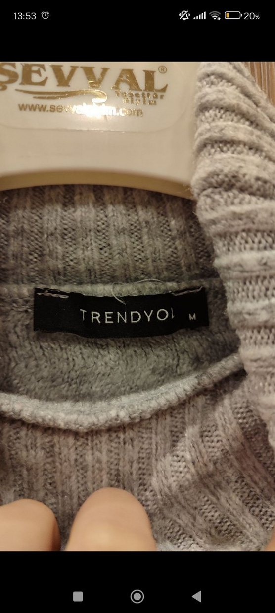 Gri Örgü Boğazlı Kadın Kazak - Görsel 2