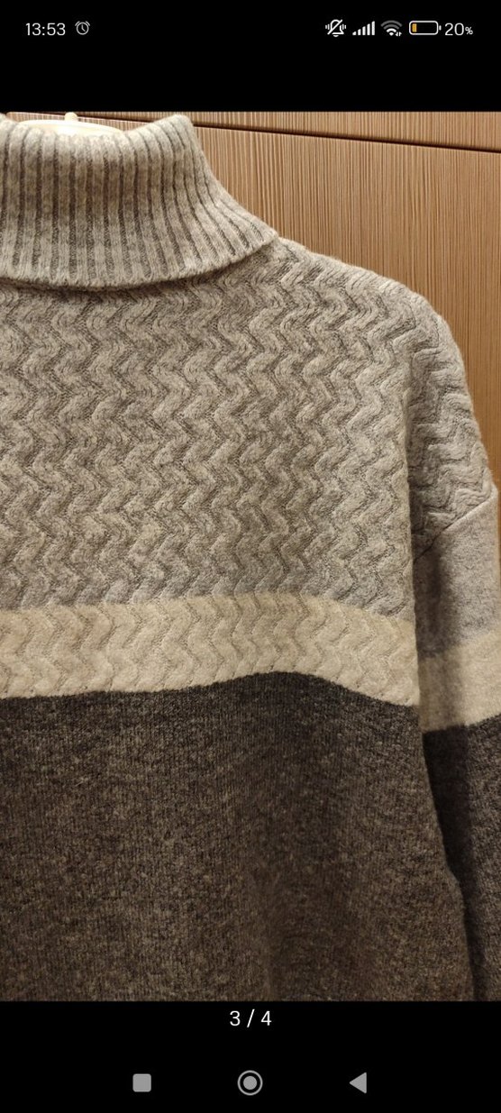 Gri Örgü Boğazlı Kadın Kazak - Görsel 3