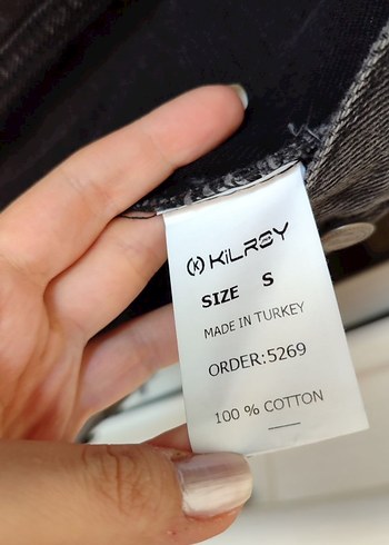 Gri Uzun Kadın Denim Ceket - Görsel 4