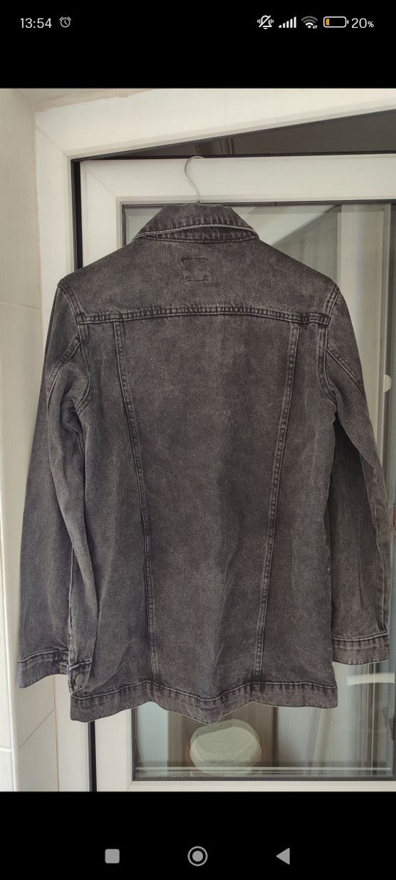 Gri Uzun Kadın Denim Ceket - Görsel 2