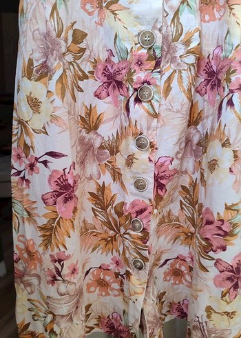 Çiçek Desenli V Yakalı Midi Elbise - Görsel 4