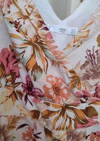 Çiçek Desenli V Yakalı Midi Elbise - Görsel 2