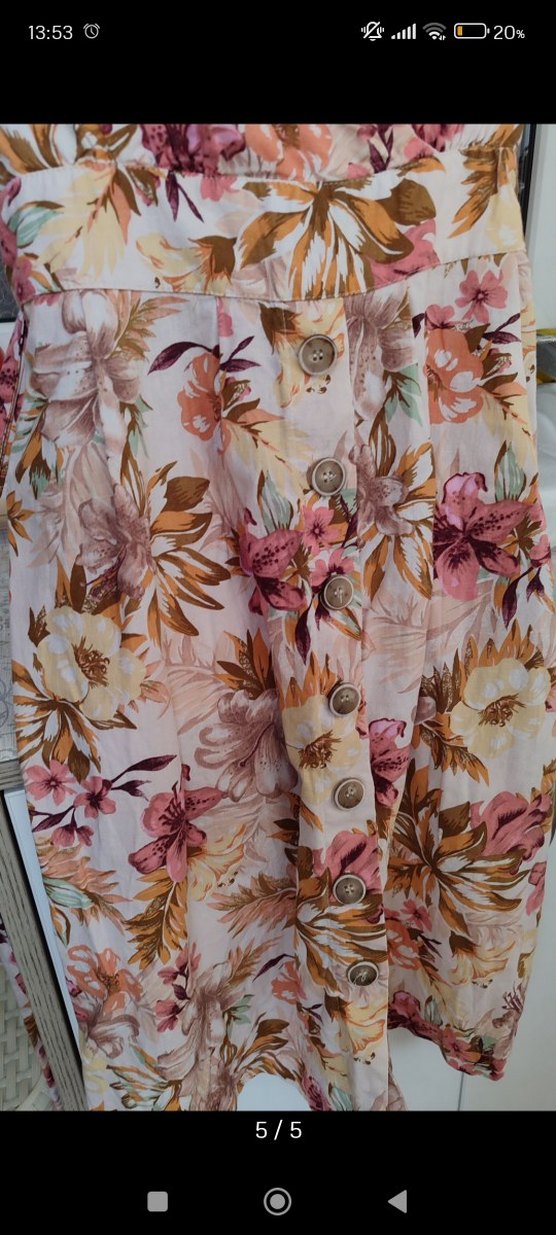 Çiçek Desenli V Yakalı Midi Elbise - Görsel 5