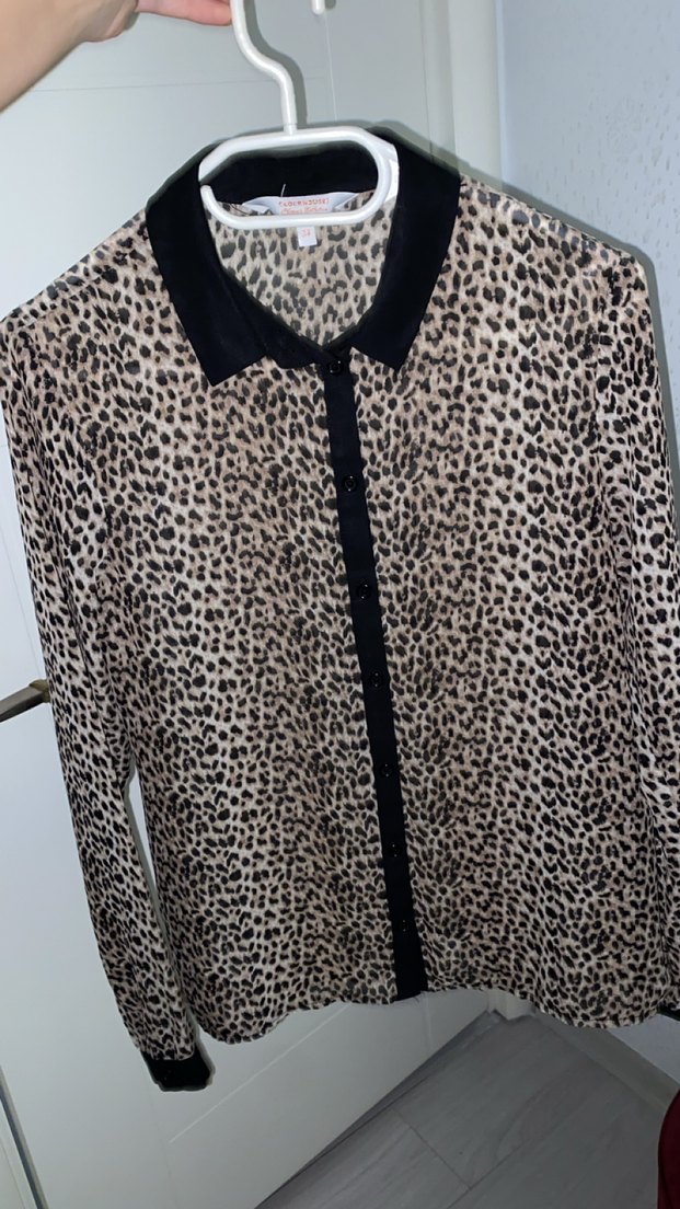 Leopar Desenli Kadın Tül Gömlek - Görsel 2