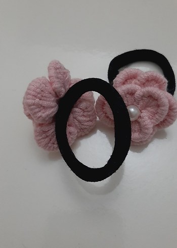 Pembe Çiçekli Lastikli Çocuk Saç Tokası - Görsel 2