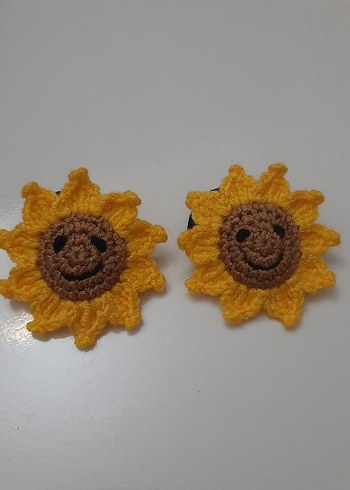 Örgü Sarı Ayçiçeği Çocuk Toka Seti - Görsel 3