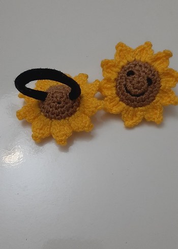 Örgü Sarı Ayçiçeği Çocuk Toka Seti - Görsel 2