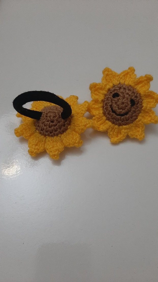 Örgü Sarı Ayçiçeği Çocuk Toka Seti - Görsel 2