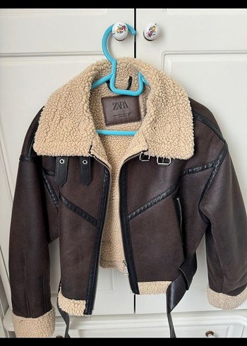xs Beden Zara Kürk Detaylı Kahverengi Deri Kadın Ceket