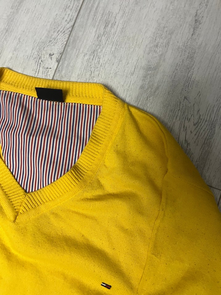 Sarı V Yaka Erkek Keten Triko - Görsel 2