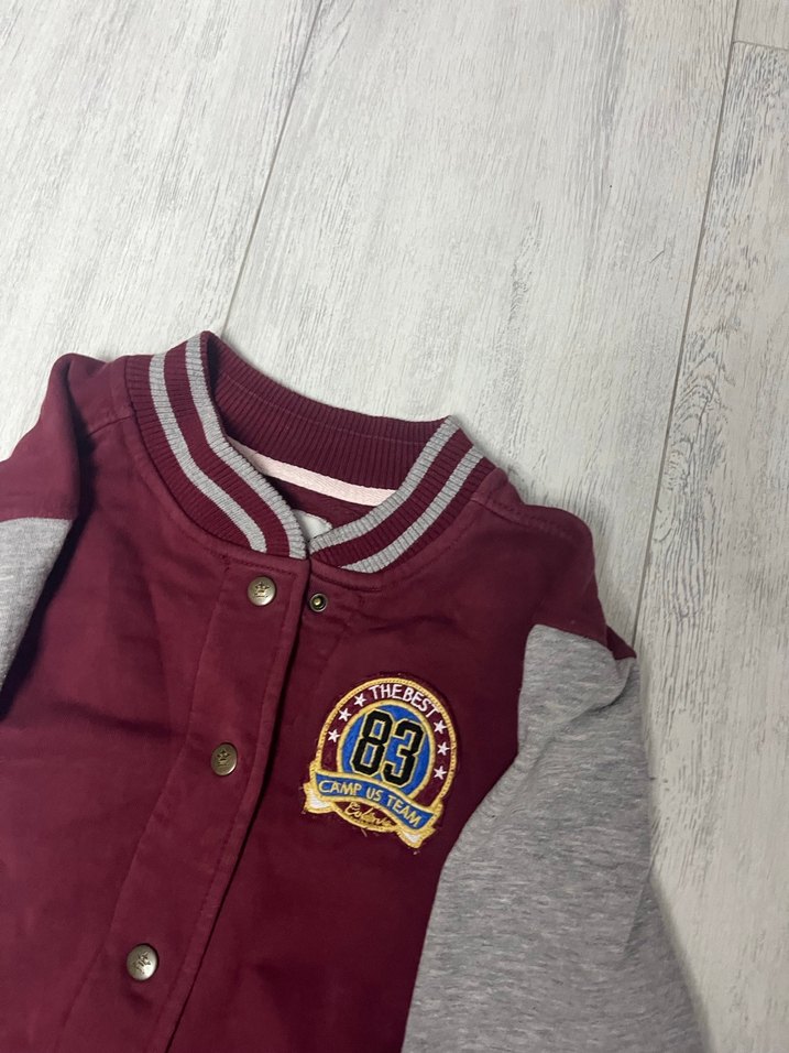 Bordo Gri Erkek Çocuk Düğmeli Ceket - Görsel 2